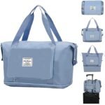 Anubhav Janni Waterproof Folding Carry Luggage Bag with Pocket Foldable Travel Duffle Dry Wet Separation Large Capacity Oxford Nylon Handbag Portable Carry-On for Travel Gym Weekend ( pack of 1 )