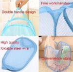 Anubhav Janni Net Laundry Bag Foldable Unwashed Clothes Storage Basket for Mesh Collapsible Portable laundry Nylon Baskets with Handle Home Hostel Toy Liter Popup ( pack of 1 ) - Image 3