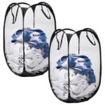 Anubhav Janni Net Laundry Bag Foldable Unwashed Clothes Storage Basket for Mesh Collapsible Portable laundry Nylon Baskets with Handle Home Hostel Toy Liter Popup ( pack of 1 ) - Image 9
