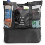 Anubhav Janni Nylon Play & Joy Picnic Gym Bag Black Mesh Beach Tote with Cooler Shopping Daily Use Handbag Lunch Insulated Compartment Bags for Travel-Pool-Camping ( pack of 1 ) - Image 2