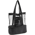 Anubhav Janni Nylon Play & Joy Picnic Gym Bag Black Mesh Beach Tote with Cooler Shopping Daily Use Handbag Lunch Insulated Compartment Bags for Travel-Pool-Camping ( pack of 1 ) - Image 3