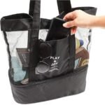 Anubhav Janni Nylon Play & Joy Picnic Gym Bag Black Mesh Beach Tote with Cooler Shopping Daily Use Handbag Lunch Insulated Compartment Bags for Travel-Pool-Camping ( pack of 1 ) - Image 6