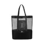 Anubhav Janni Nylon Play & Joy Picnic Gym Bag Black Mesh Beach Tote with Cooler Shopping Daily Use Handbag Lunch Insulated Compartment Bags for Travel-Pool-Camping ( pack of 1 ) - Image 8