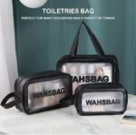 Anubhav Janni Wash Bag Pouch for Travel Kit Toiletry Nylon Cosmetic Make Up Box Brushes Accessories with Handle Large Capacity Translucent Waterproof Storage ( pack of 3 ) - Image 2