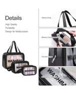 Anubhav Janni Wash Bag Pouch for Travel Kit Toiletry Nylon Cosmetic Make Up Box Brushes Accessories with Handle Large Capacity Translucent Waterproof Storage ( pack of 3 ) - Image 5