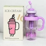 Anubhav Janni Ice Cream Print Water Bottle with Straw & Handle Leak-Proof BPA-Free Insulated Transparent Gym Sports Tumbler for Kids Adults Travel Outdoor Use Locked Carry ( PACK OF 1 ) - Image 7
