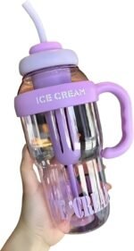 Anubhav Janni Ice Cream Print Water Bottle with Straw & Handle Leak-Proof BPA-Free Insulated Transparent Gym Sports Tumbler for Kids Adults Travel Outdoor Use Locked Carry ( PACK OF 1 ) - Image 8