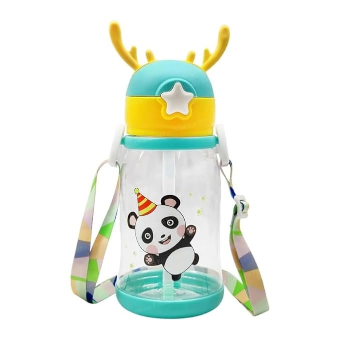 Anubhav Janni Kids Water Bottle with Straw for Kids Design Plastic water bottle school kids Cartoon - BPA Free Leak-Proof Non-Toxic With Strap Deer Horn Sipper ( pack of 1 ) Anubhav Janni Kids Water Bottle with Straw for Kids Design Plastic water bottle school kids Cartoon - BPA Free Leak-Proof Non-Toxic With Strap Deer Horn Sipper ( pack of 1 ) - Image 1
