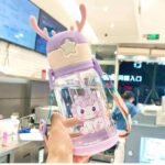 Anubhav Janni Kids Water Bottle with Straw for Kids Design Plastic water bottle school kids Cartoon - BPA Free Leak-Proof Non-Toxic With Strap Deer Horn Sipper ( pack of 1 ) - Image 4