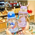 Anubhav Janni Kids Water Bottle with Straw for Kids Design Plastic water bottle school kids Cartoon - BPA Free Leak-Proof Non-Toxic With Strap Deer Horn Sipper ( pack of 1 ) - Image 6