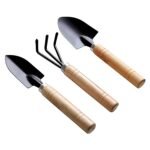 Anubhav Janni Gardening Tool Woden Hand Cultivator Trowel  Garden Fork With Wooden Handle For Planting Weeding, Pruning Soil Maintenance Farming Equipment Essential Kit Mini Shovel (Set Of 3)