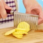 Anubhav Janni Stainless Steel Crinkle Cut Knife Shape Cutting Knife For Potato Cheese Fruits Vegetable Snacks Handle with Hanging Hole Potato Chip Blade Vegetable Fruit (Pack Of 1 Pcs) - Image 5