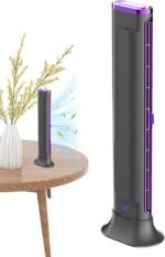 Anubhav Janni Rechargeable Bladeless Tower Fan Oscillating with Remote and 12H Timer Portable Standing LED Display Quiet Cooling Fans for Home Bedroom Office ( pack of 1 )