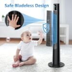Anubhav Janni Rechargeable Bladeless Tower Fan Oscillating with Remote and 12H Timer Portable Standing LED Display Quiet Cooling Fans for Home Bedroom Office ( pack of 1 ) - Image 7