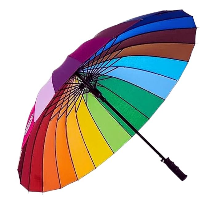 Anubhav Janni Rainbow Umbrella Ribs Stylish Colorful for Kids Woman and Men Windproof Handle Printed Folding Compact Lightweight Multi-Color Light Weight Rain Photography ( pack of 1 ) Anubhav Janni Rainbow Umbrella Ribs Stylish Colorful for Kids Woman and Men Windproof Handle Printed Folding Compact Lightweight Multi-Color Light Weight Rain Photography ( pack of 1 ) - Image 1