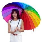 Anubhav Janni Rainbow Umbrella Ribs Stylish Colorful for Kids Woman and Men Windproof Handle Printed Folding Compact Lightweight Multi-Color Light Weight Rain Photography ( pack of 1 ) - Image 6