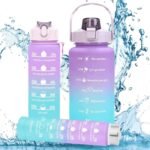 Anubhav Janni Motivational Water Bottles Tritan Plastic Bottle Combo Set Time Marker Straw Sipper Reusable Leakproof Adults Daily Tracking Marks Silicone Straw Office Gym School (Set Of 3)