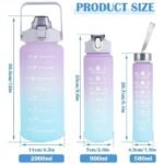 Anubhav Janni Motivational Water Bottles Tritan Plastic Bottle Combo Set Time Marker Straw Sipper Reusable Leakproof Adults Daily Tracking Marks Silicone Straw Office Gym School (Set Of 3) - Image 2