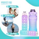 Anubhav Janni Motivational Water Bottles Tritan Plastic Bottle Combo Set Time Marker Straw Sipper Reusable Leakproof Adults Daily Tracking Marks Silicone Straw Office Gym School (Set Of 3) - Image 3