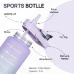 Anubhav Janni Motivational Water Bottles Tritan Plastic Bottle Combo Set Time Marker Straw Sipper Reusable Leakproof Adults Daily Tracking Marks Silicone Straw Office Gym School (Set Of 3) - Image 6