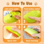 Anubhav Janni Mango Cat Steam Brush Pet Grooming with Gentle Removes Loose Fur Detangles Hair Shedding Cleaning Cute Design Dogs Rechargeable Silicone Massage Removal (Pack Of 1 Pcs) - Image 4