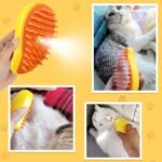 Anubhav Janni Mango Cat Steam Brush Pet Grooming with Gentle Removes Loose Fur Detangles Hair Shedding Cleaning Cute Design Dogs Rechargeable Silicone Massage Removal (Pack Of 1 Pcs) - Image 5
