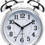 Anubhav Janni Alarm Clock Silver Classic Twin Bell Analog Retro Metal Table With Night Light Loud Ringer Ideal For Bedroom Office Living Room LED Bedside Alarm Students Bedroom (Pack Of 1 Pcs)