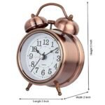 Anubhav Janni Alarm Clock Copper Vintage Brass Twin Bell Table Top With LED Night Light Display Ideal For Bedroom Heavy Sleepers Bedroom Office Function Non Ticking Students (Pack Of 1 Pcs) - Image 5