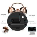 Anubhav Janni Alarm Clock Copper Vintage Brass Twin Bell Table Top With LED Night Light Display Ideal For Bedroom Heavy Sleepers Bedroom Office Function Non Ticking Students (Pack Of 1 Pcs) - Image 8