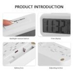 Anubhav Janni Alarm Clock Digital White For Heavy Sleepers  Loud Automatic Light Sensor Multifunction Time Study Battery Operated Small Desk Bedroom Students Home Office (Pack Of 1 Pcs) - Image 3