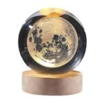 Anubhav Janni Galaxy Ball Moon Crystal Wood Base Suitable Home Bedroom Decoration Night Light Glass Woodern Base Decorations Gifts Men Office Birthday Decor Birthday Kids (Pack Of 1 Pcs)