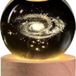 Anubhav Janni Galaxy Ball Galaxy 3D Crystal LED Stand Glass Sphere Decorative Balls Milky Way Space Globe Lamp Night Light Gifts Boy Office Decoration Bedroom (Pack Of 1 Pcs)