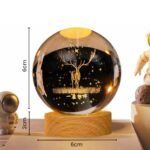 Anubhav Janni  Galaxy Ball Deer 3D Forest Crystal Night Light Kids Glass Lamp Wooden Base Fantasy Decoration Nightlight Bedroom Balls Lamps Ball Light Bedroom Home Office (Pack Of 1 Pcs) - Image 3