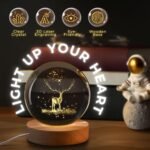Anubhav Janni  Galaxy Ball Deer 3D Forest Crystal Night Light Kids Glass Lamp Wooden Base Fantasy Decoration Nightlight Bedroom Balls Lamps Ball Light Bedroom Home Office (Pack Of 1 Pcs) - Image 5