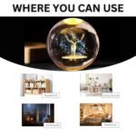 Anubhav Janni  Galaxy Ball Deer 3D Forest Crystal Night Light Kids Glass Lamp Wooden Base Fantasy Decoration Nightlight Bedroom Balls Lamps Ball Light Bedroom Home Office (Pack Of 1 Pcs) - Image 9