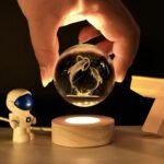 Anubhav Janni Galaxy Ball Fish Moon 3D Crystal Night Light  Dimmable Engraved LED Glass Table Lamp USB Wooden Base Home Decor Office Birthday Gift Kids Bedroom Laser Ball (Pack Of 1 Pcs) - Image 2