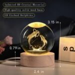 Anubhav Janni Galaxy Ball Fish Moon 3D Crystal Night Light  Dimmable Engraved LED Glass Table Lamp USB Wooden Base Home Decor Office Birthday Gift Kids Bedroom Laser Ball (Pack Of 1 Pcs) - Image 6