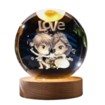 Anubhav Janni Galaxy Ball Love Boy 3D Deer Crystal Globe Lamp Engraved Night Light USB Powered LED Table Lamp Wooden Base Home Office Decoration Birthday Gift Adults (Pack Of 1 Pcs)