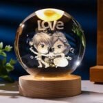 Anubhav Janni Galaxy Ball Love Boy 3D Deer Crystal Globe Lamp Engraved Night Light USB Powered LED Table Lamp Wooden Base Home Office Decoration Birthday Gift Adults (Pack Of 1 Pcs) - Image 2