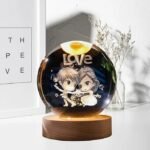 Anubhav Janni Galaxy Ball Love Boy 3D Deer Crystal Globe Lamp Engraved Night Light USB Powered LED Table Lamp Wooden Base Home Office Decoration Birthday Gift Adults (Pack Of 1 Pcs) - Image 4