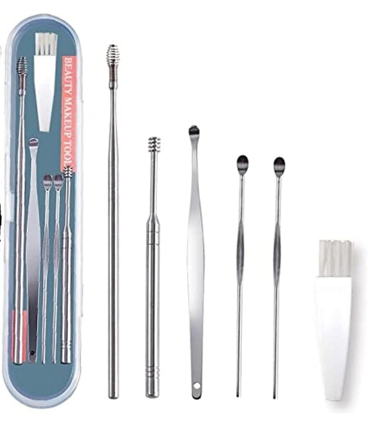 Anubhav Janni Earpick Set Ear Pick Earwax Removal Kit Storage Box Cleansing Tool Spiral Curette Wax Remover Cleaning Brush Cleaner Beauty Makeup Tools Safe Effective Hygiene(Set Of 6 Pcs) Anubhav Janni Earpick Set Ear Pick Earwax Removal Kit Storage Box Cleansing Tool Spiral Curette Wax Remover Cleaning Brush Cleaner Beauty Makeup Tools Safe Effective Hygiene(Set Of 6 Pcs) - Image 1