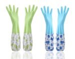 Anubhav Janni With Cotton Hand Glows Reusable Latex Pvc Flock Lined Long Sleeves Gloves Kitchen Dishwashing Gardening Kitchen Laundry Cleaning Gardening Sanitation Dish Washing Laundry (1 Pair)