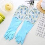 Anubhav Janni With Cotton Hand Glows Reusable Latex Pvc Flock Lined Long Sleeves Gloves Kitchen Dishwashing Gardening Kitchen Laundry Cleaning Gardening Sanitation Dish Washing Laundry (1 Pair) - Image 3