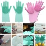 Anubhav Janni Silicone Hand Gloves Magic Dish Washing Gloves Silicon Cleaning Kitchen Dishwashing Pet Grooming Great Dish Car Built In Scrubber Reusable Heat Resistant Kitchen Bathroom (1 Pair) - Image 2