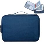 Anubhav Janni Document Bag Blue Multipurpose Organizer with Lock, Upgraded File Home Office Travel Safe Storage Office Multilayer Folders Pouch Bag Pocket Laptop Passport Home (Pack Of 1 Pcs)