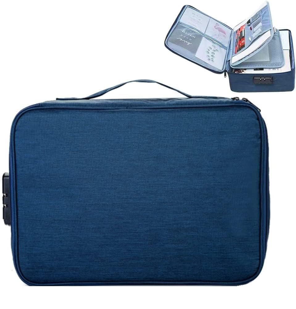 Anubhav Janni Document Bag Blue Multipurpose Organizer with Lock, Upgraded File Home Office Travel Safe Storage Office Multilayer Folders Pouch Bag Pocket Laptop Passport Home (Pack Of 1 Pcs) Anubhav Janni Document Bag Blue Multipurpose Organizer with Lock, Upgraded File Home Office Travel Safe Storage Office Multilayer Folders Pouch Bag Pocket Laptop Passport Home (Pack Of 1 Pcs) - Image 1