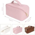 Anubhav Janni Makeup Pouch Bag Travel Pouches for Women Vanity Bag Women Latest Cosmetic Organizer Toiletry Mini and Skincare Pouch Leather Large Capacity Waterproof with Handle (pack of 1) - Image 2