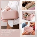 Anubhav Janni Makeup Pouch Bag Travel Pouches for Women Vanity Bag Women Latest Cosmetic Organizer Toiletry Mini and Skincare Pouch Leather Large Capacity Waterproof with Handle (pack of 1) - Image 5