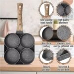 Anubhav Janni 4 In 1 Egg Frying Pan Multi Use Non Tick With Removable Wooden Handle Ideal Omelet Idli Uttapam Burgers Poached Eggs The Kitchen Non Stick pan Handle Burger Kitchen (Pack Of Pcs) - Image 2