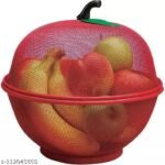 Anubhav Janni Apple Fruit Bakset Shape Net Fruits Vegetables Basket Kitchen Cover Vegetable Stand Basket Cover Kitchen Bowl Mesh lid Tabletop Holder Keep Unwanted Pets Insects (Pack Of 1 Pcs)